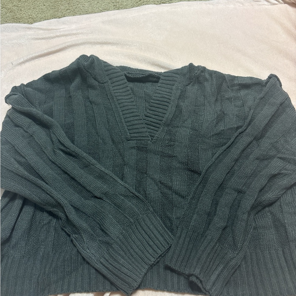 SHEIN Men's V-Neck Sweater - Deep Green